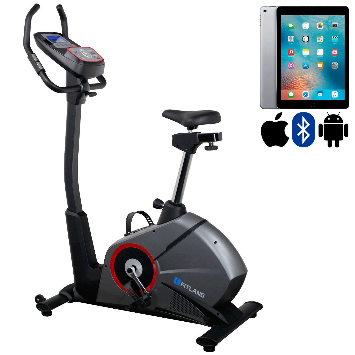 ODIN B800 motionscykel i svart och vitt med lågt genomsteg och LCD-display